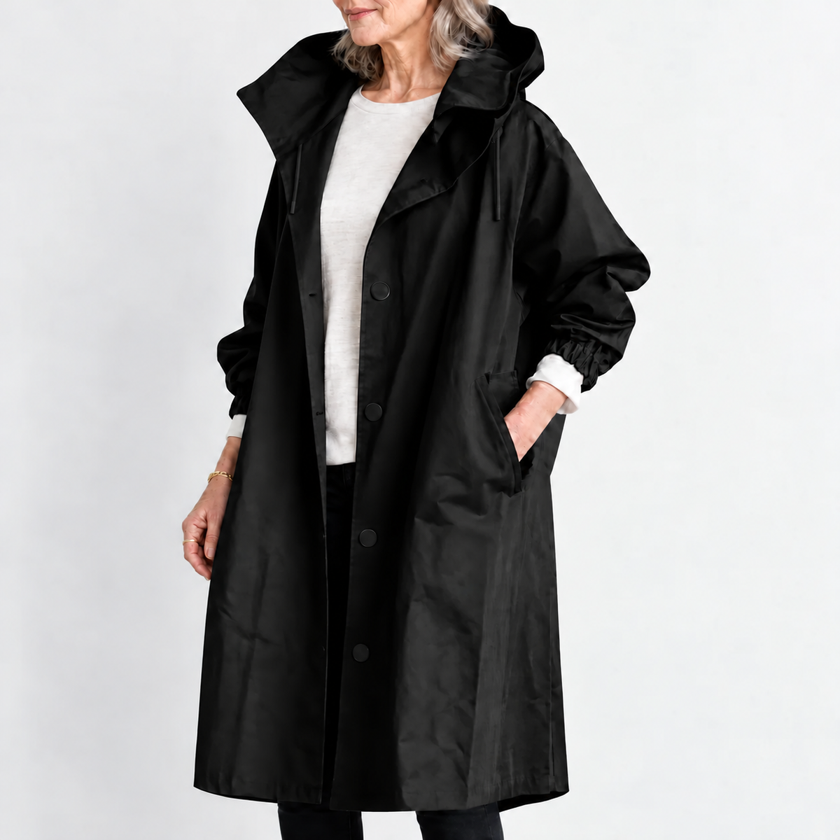 TRENCH LONG À CAPUCHE POUR FEMMES