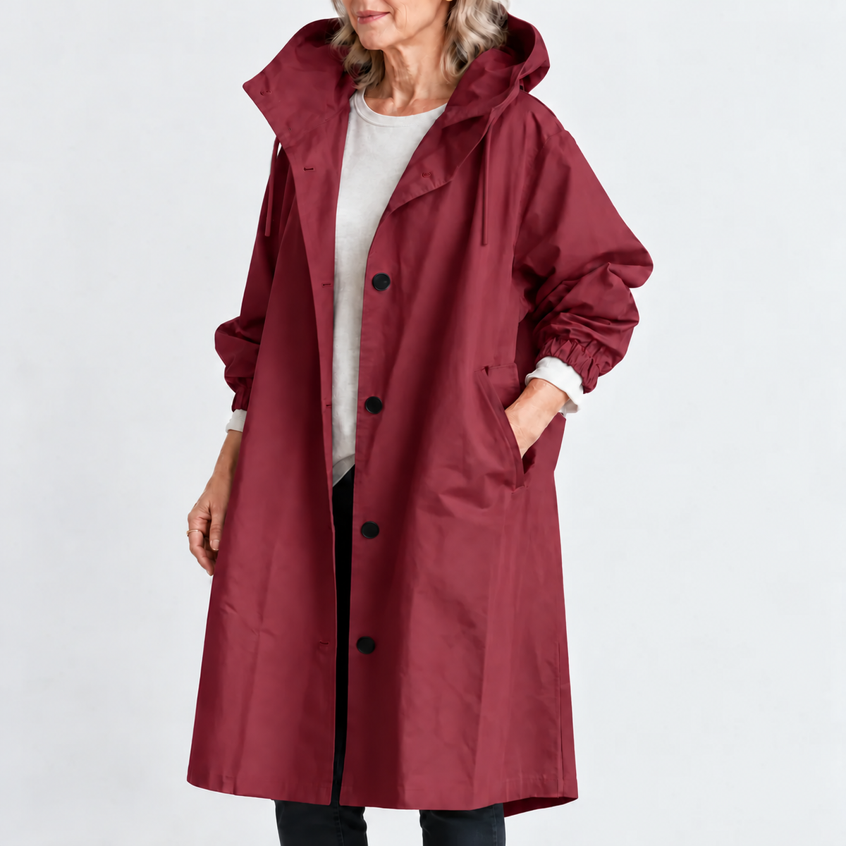 TRENCH LONG À CAPUCHE POUR FEMMES