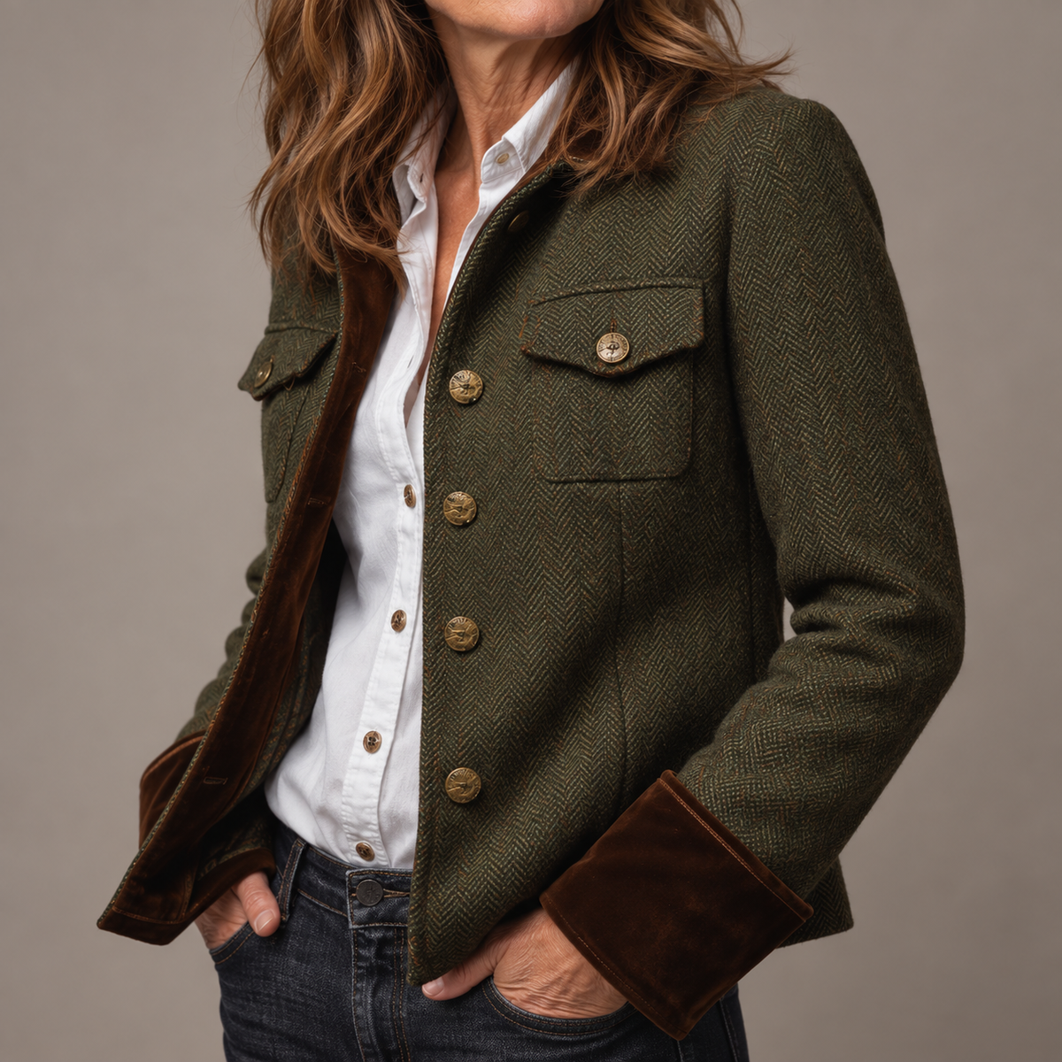 VESTE TEXTURÉE EN CHEVRON POUR FEMMES