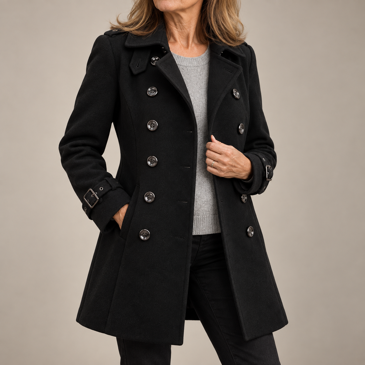 TRENCH LONG BOUTONNÉ POUR FEMMES