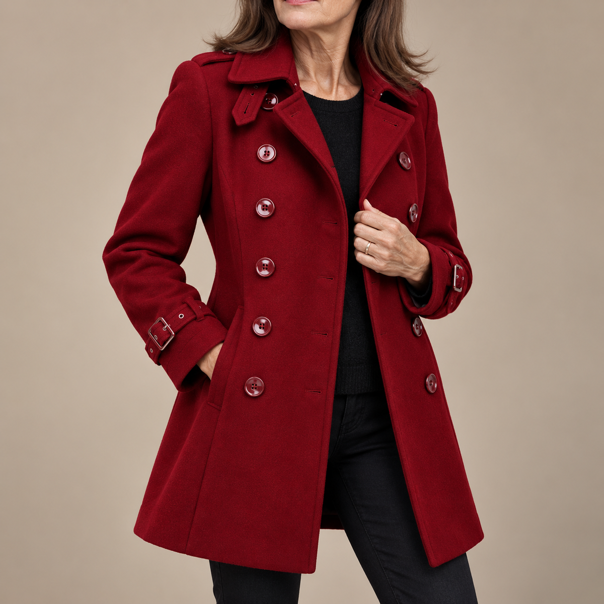 TRENCH LONG BOUTONNÉ POUR FEMMES