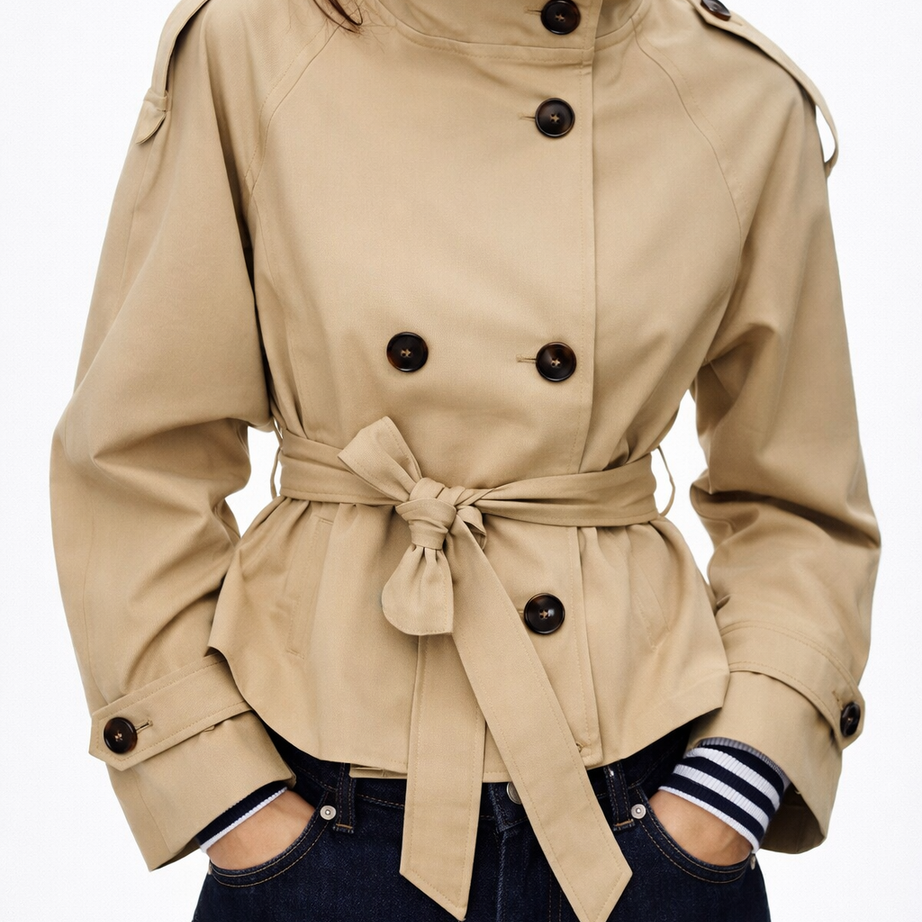 Veste trench beige femme double boutonnage