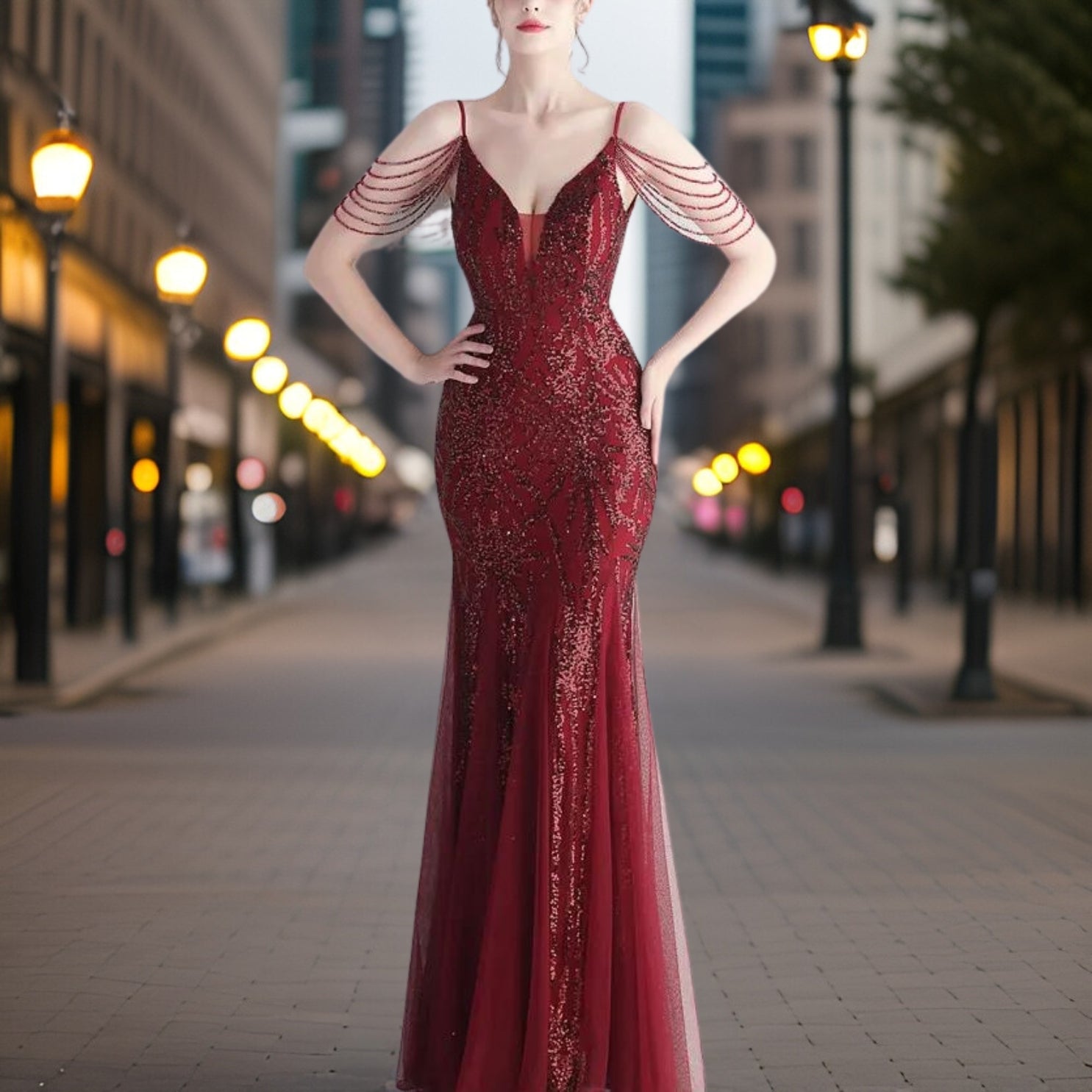 Serafina – Elegantes Perlen-Abendkleid