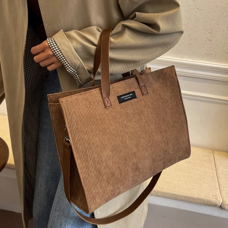 Sac Cabas Velours Cotelé