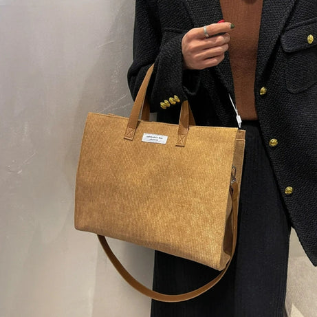 Sac Cabas Velours Cotelé