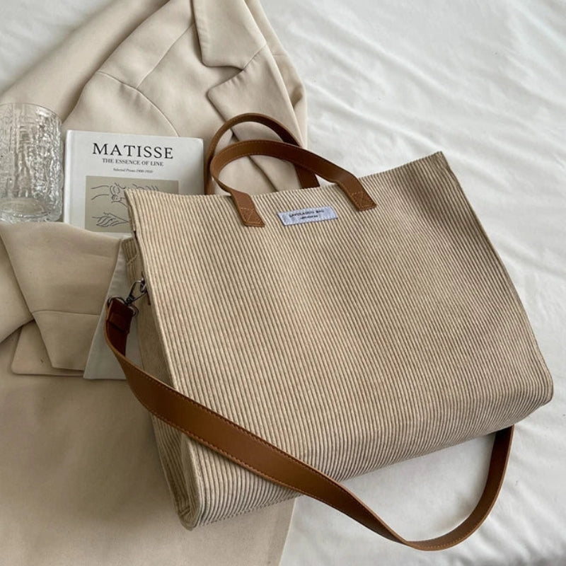 Sac Cabas Velours Cotelé
