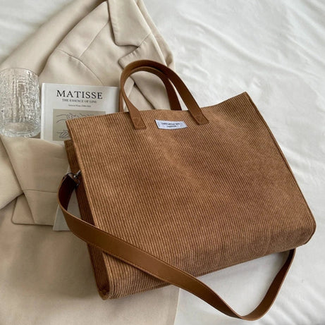 Sac Cabas Velours Cotelé