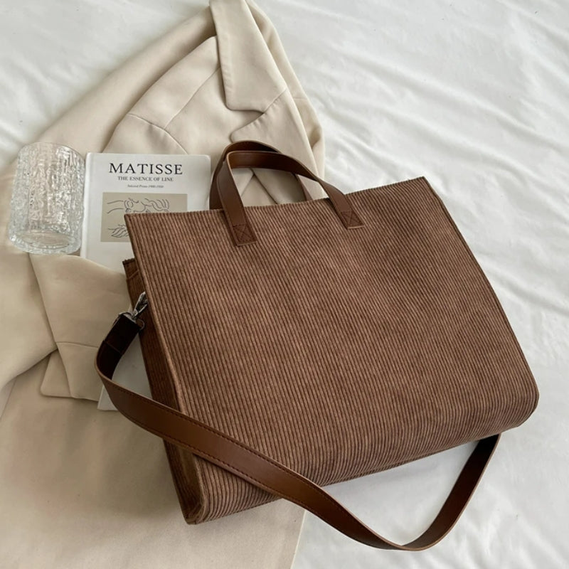 Sac Cabas Velours Cotelé