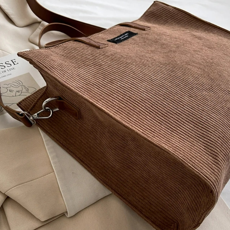 Sac Cabas Velours Cotelé