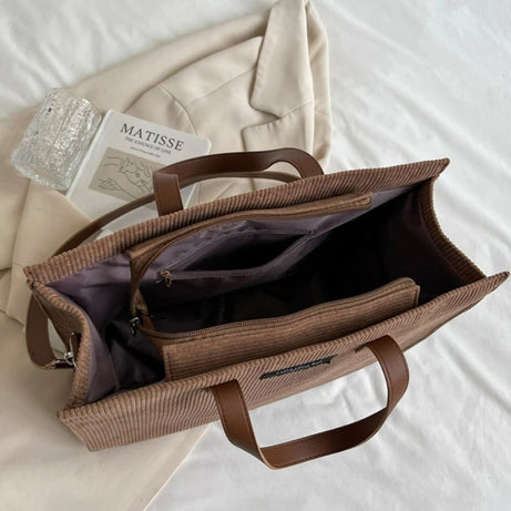 Sac Cabas Velours Cotelé