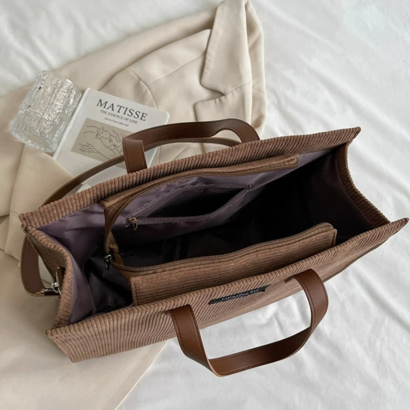 Sac Cabas Velours Cotelé