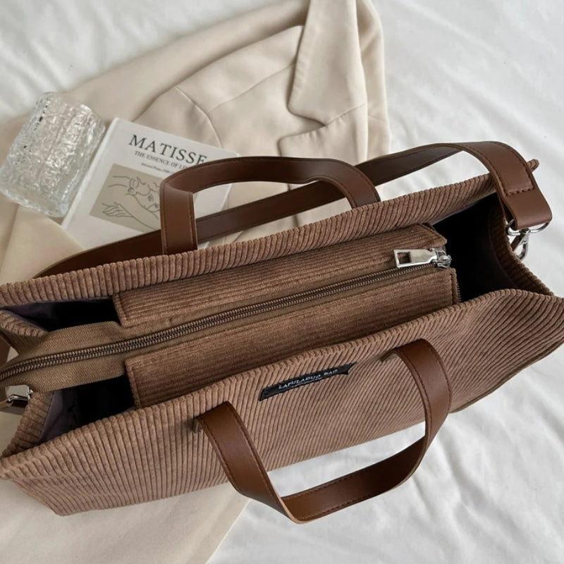 Sac Cabas Velours Cotelé