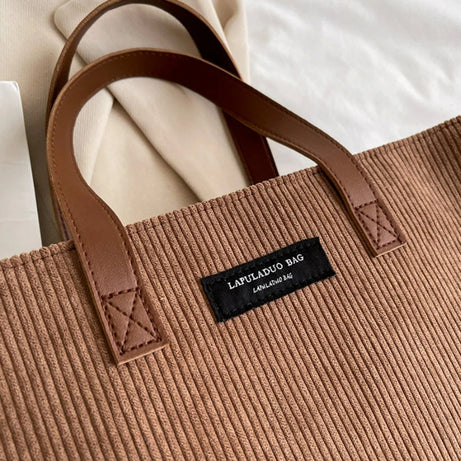 Sac Cabas Velours Cotelé