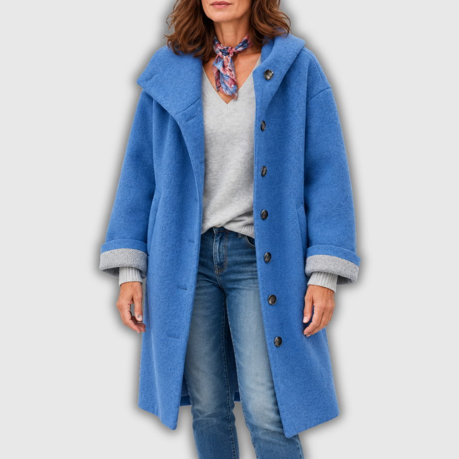 Maude | Manteau Long à Capuche en Laine Mélangée
