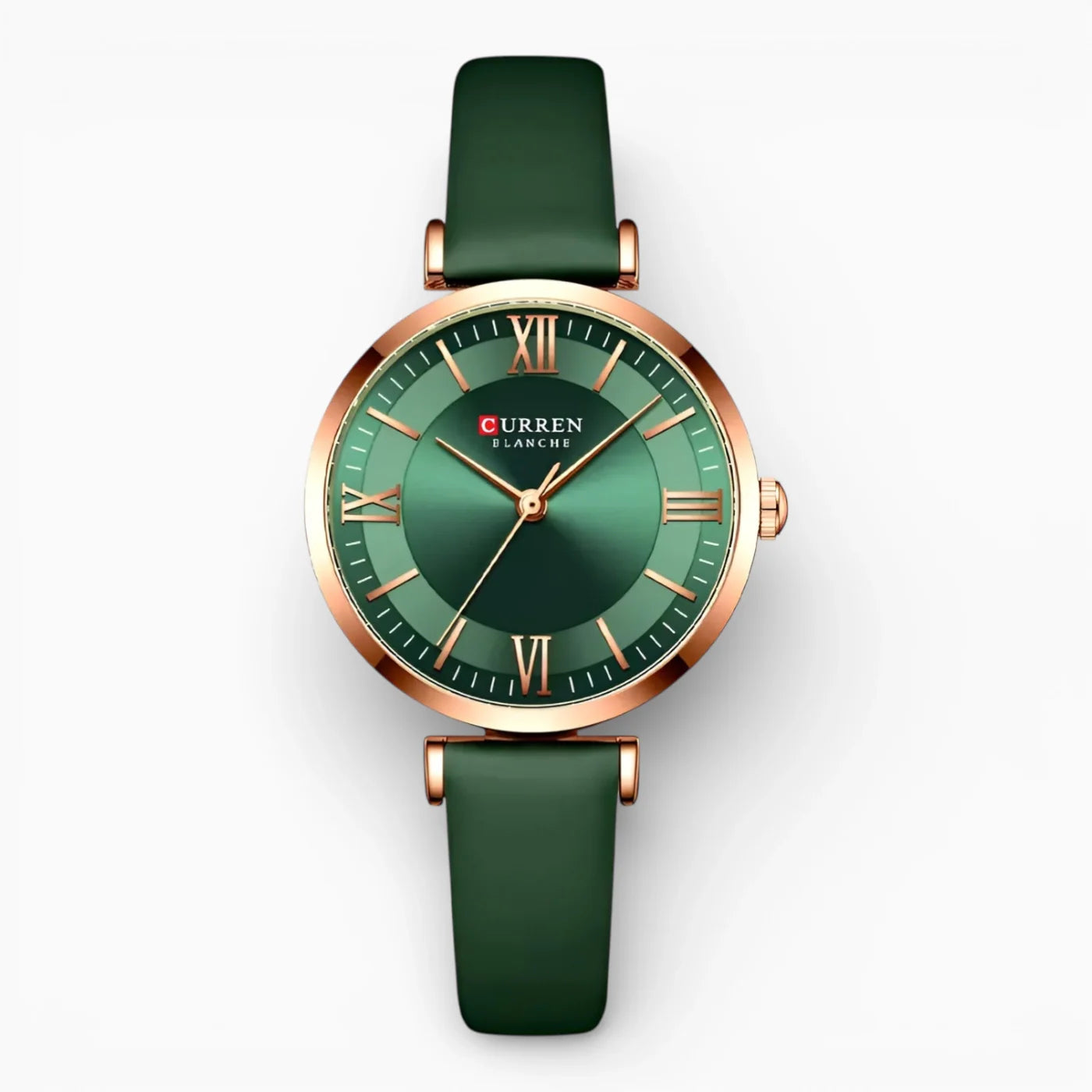 Montre Femme Cadran Vert Bracelet Cuir Vert