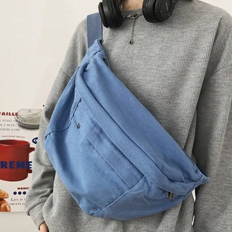 Grand sac à main banane XXL bleu
