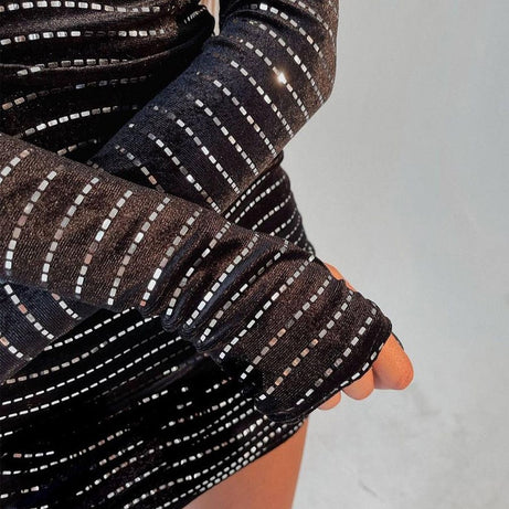 Schwarzes Pailletten-Minikleid für Damen – Stylor