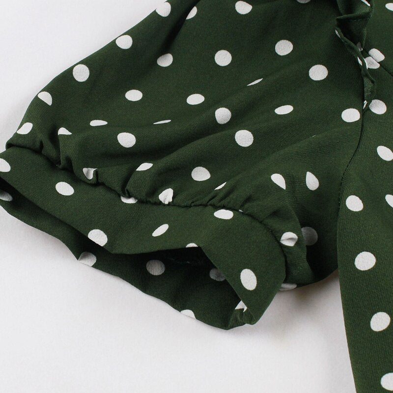 Robe vintage Verte à Pois