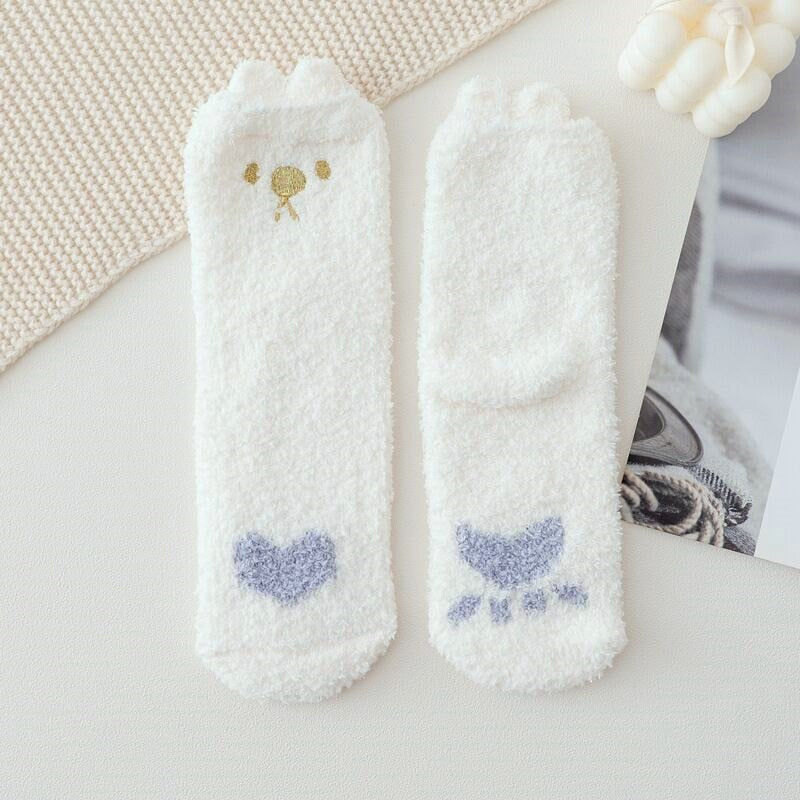 Chaussettes longues et moelleuses pour femme avec motif empreinte de patte Lainey