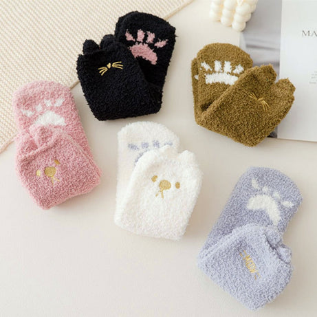 Chaussettes longues et moelleuses pour femme avec motif empreinte de patte Lainey