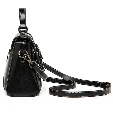Sac à Main en Cuir Femme Effet Cartable Noir