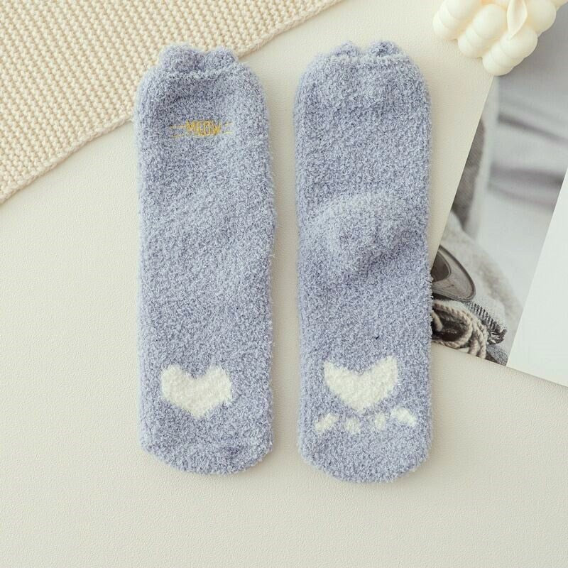 Chaussettes longues et moelleuses pour femme avec motif empreinte de patte Lainey