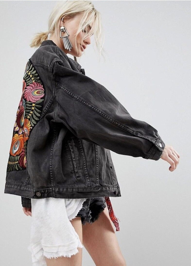 Floral Embroidered Denim Jacket