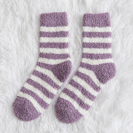Chaussettes longues en peluche pour femmes à rayures colorées Oakleigh