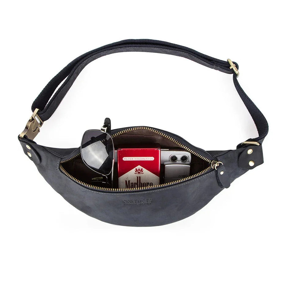 Sac à main banane cuir homme