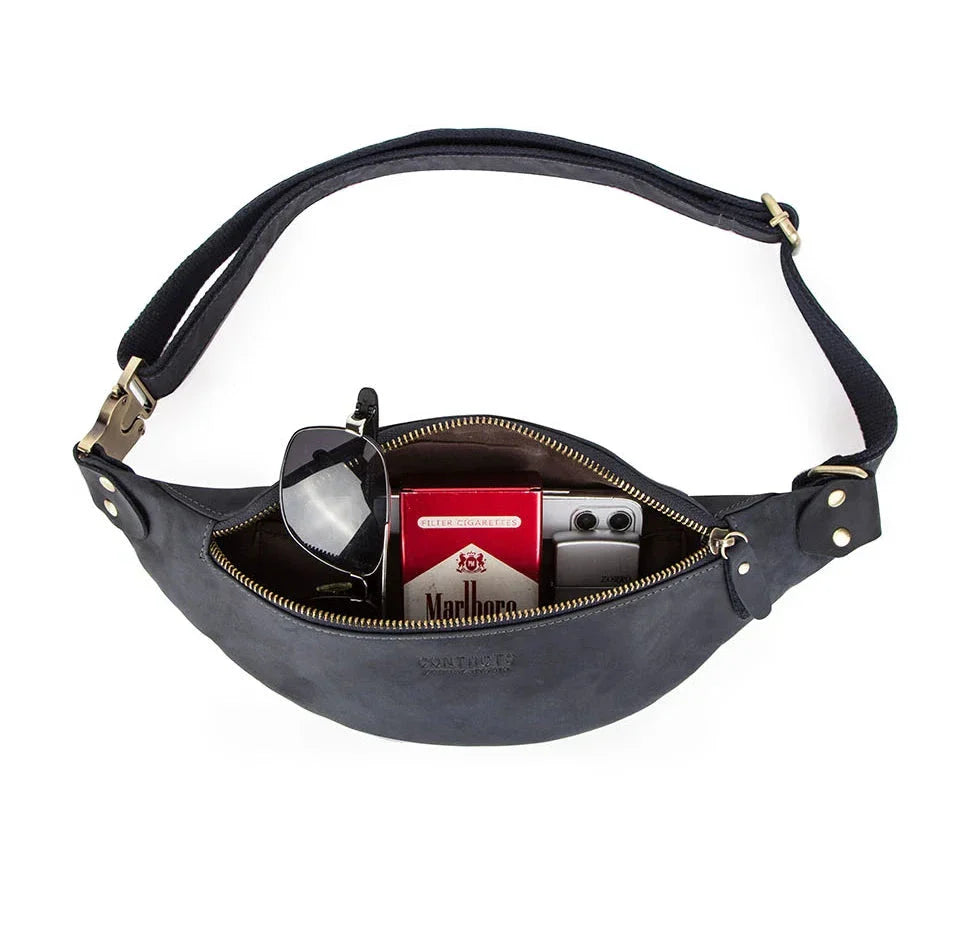 Sac à main banane cuir homme