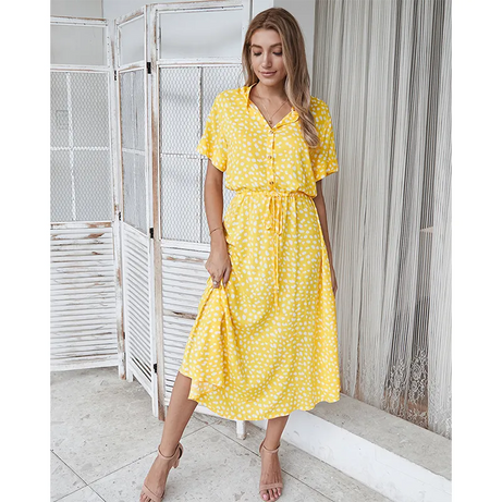 Sommerliches böhmisches Polka-Dot-Kleid für Damen
