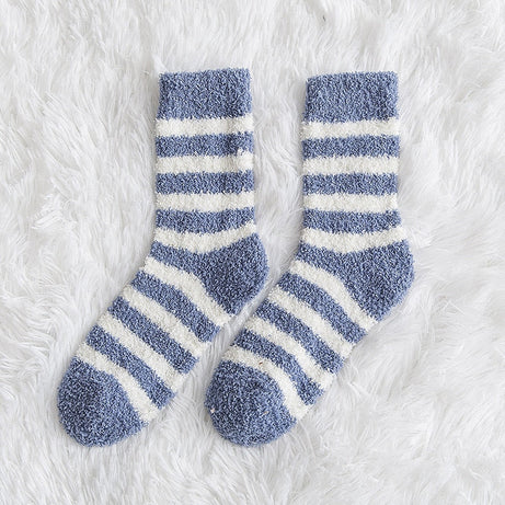 Chaussettes longues en peluche pour femmes à rayures colorées Oakleigh