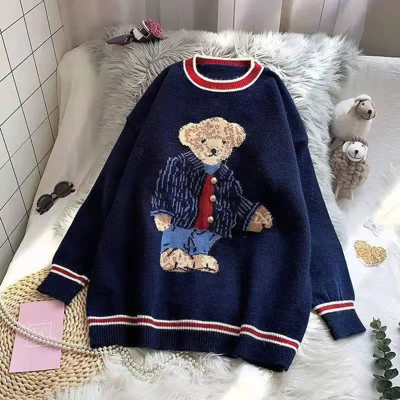 Pull ours de dessin animé de style japonais pour femmes