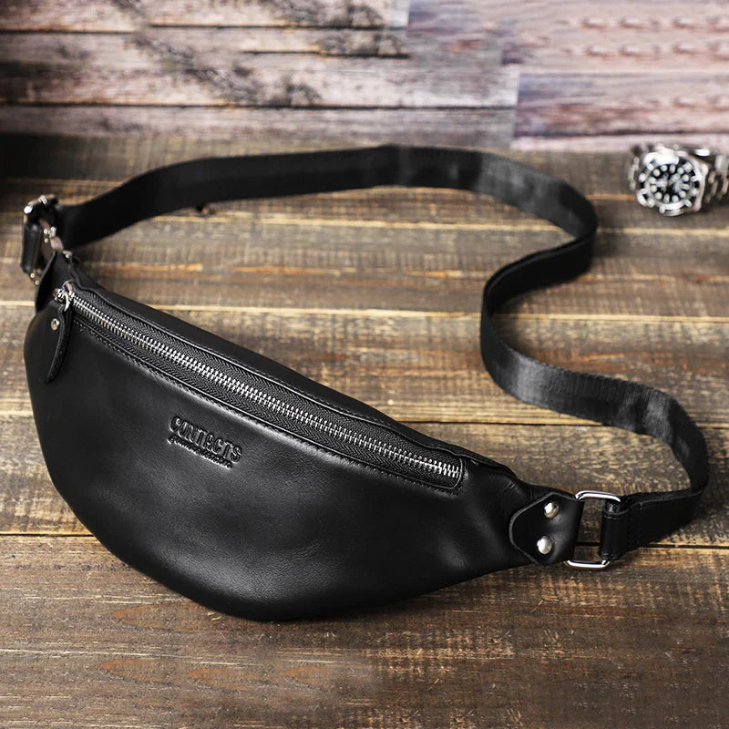 Sac à main banane cuir homme