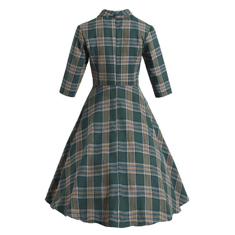 Robe vintage Verte à Carreaux