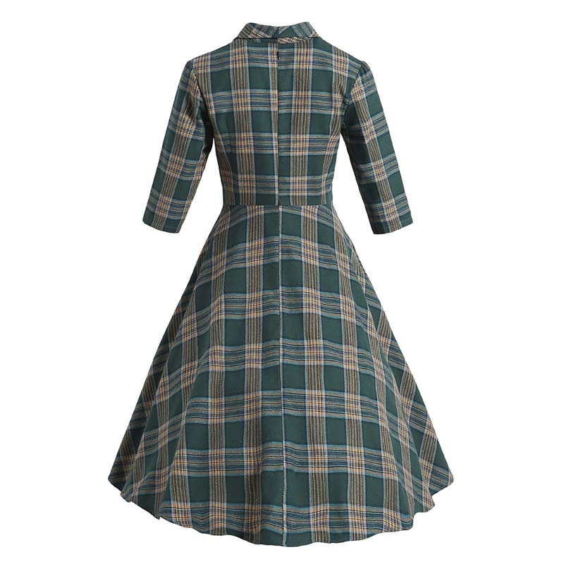 Robe vintage Verte à Carreaux
