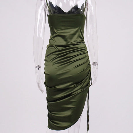 Tama - Robe de soirée longue froncée en satin