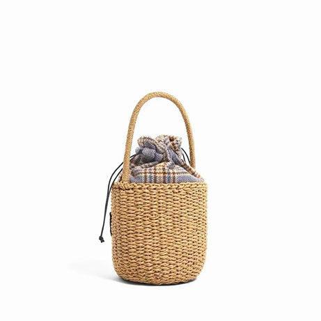 Sac à Main Panier en Paille avec Broderie