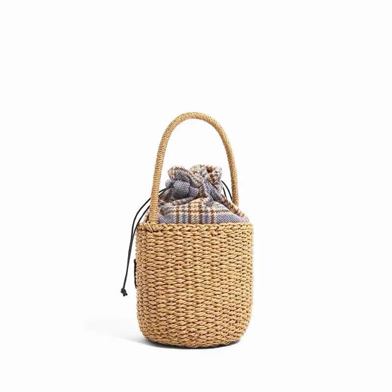 Sac à Main Panier en Paille avec Broderie