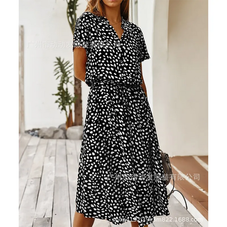 Sommerliches böhmisches Polka-Dot-Kleid für Damen