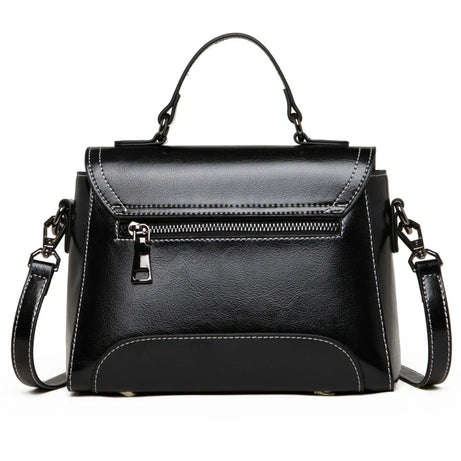 Sac à Main en Cuir Femme Effet Cartable Noir