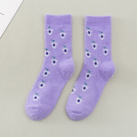 Chaussettes femme en peluche avec motif fruits Latasha