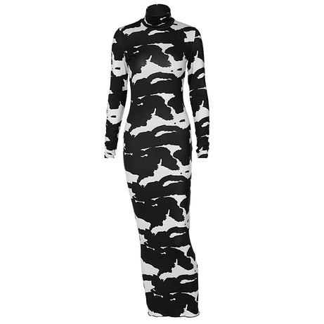 Langes, figurbetontes Bleistiftkleid mit langen Ärmeln für Damen – Alida