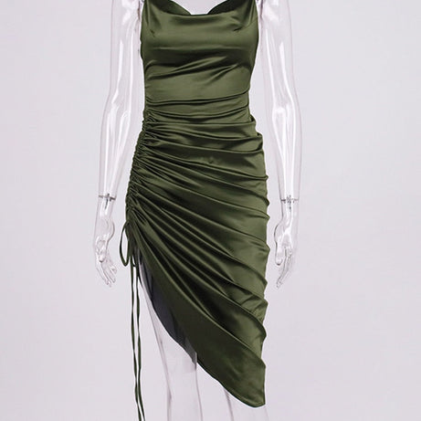Tama - Robe de soirée longue froncée en satin