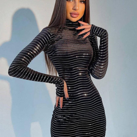 Schwarzes Pailletten-Minikleid für Damen – Stylor