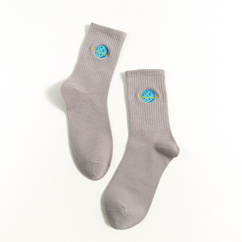 Chaussettes longues femme douces avec broderie cosmique Imani