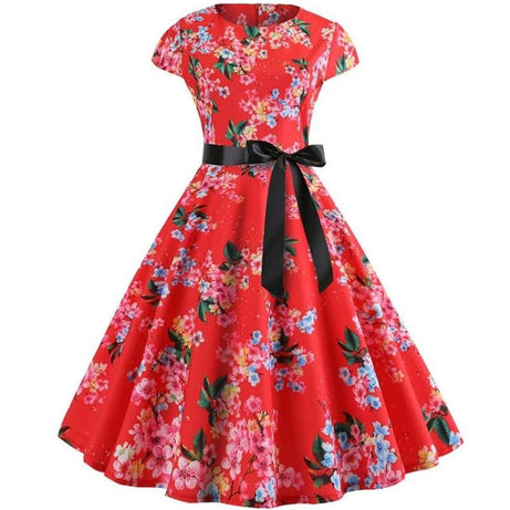 Robe vintage Rouge Fleurie