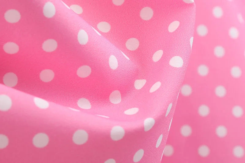 Robe vintage Crayon  Rose à Petits Pois Blancs