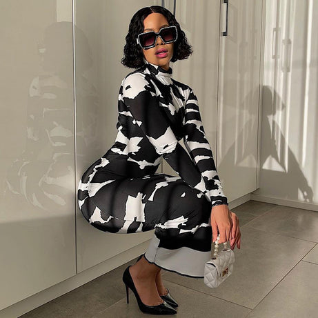 Langes, figurbetontes Bleistiftkleid mit langen Ärmeln für Damen – Alida