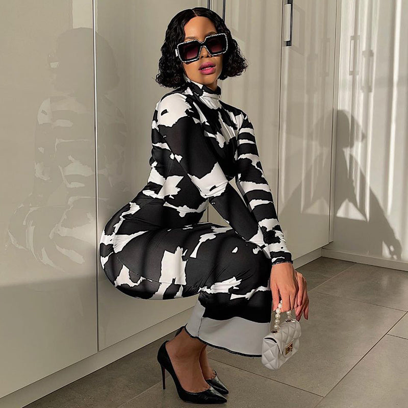 Langes, figurbetontes Bleistiftkleid mit langen Ärmeln für Damen – Alida